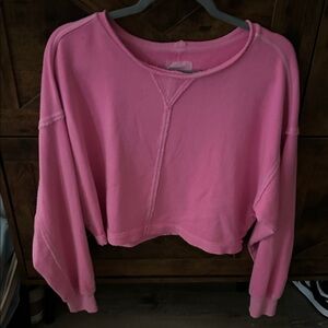 Aerie Bright Pink Cropped Sweatshirt